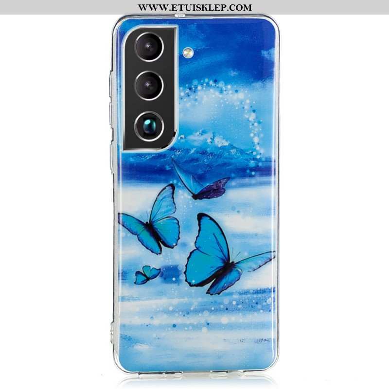 Etui do Samsung Galaxy S22 Plus 5G Fluorescencyjne Niebieskie Motyle